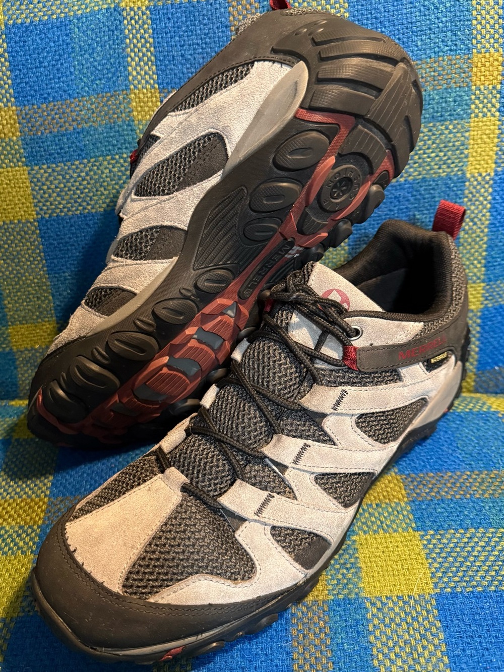Merrell J84279 Gret/Black, Men’s 14 EXCELLENT CONDITION Leather HIKING Shoes